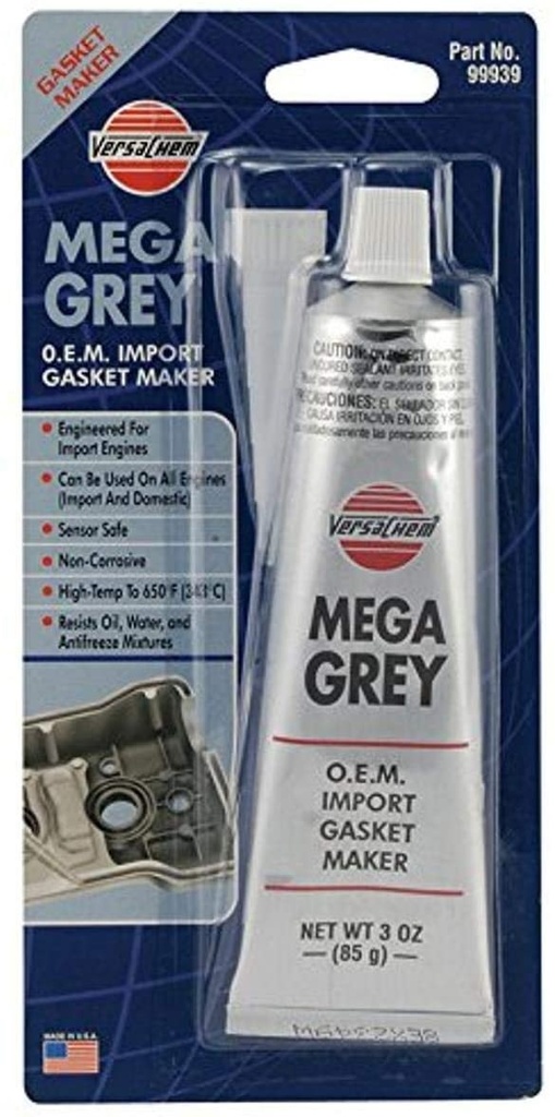 Gasket Maker, Mega Grey VersaChem RTV Silicone OEM 3oz