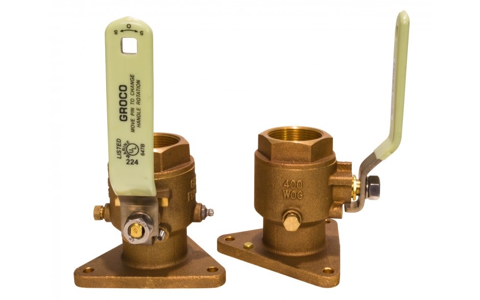 Ball Valve, Flanged 1-1/2" NPT Male Tri-Base Bronze