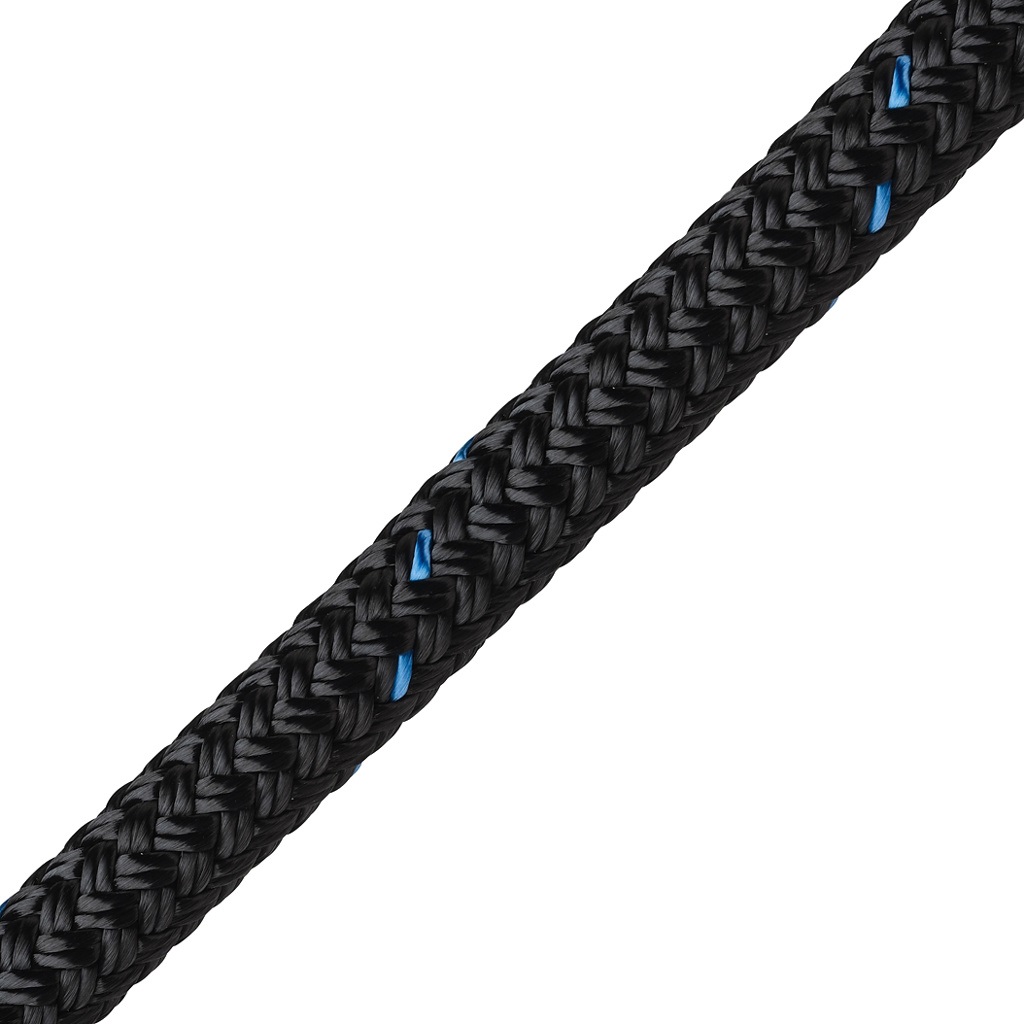 Dock Line, 16mm Blue Ocean rPET Black per Foot