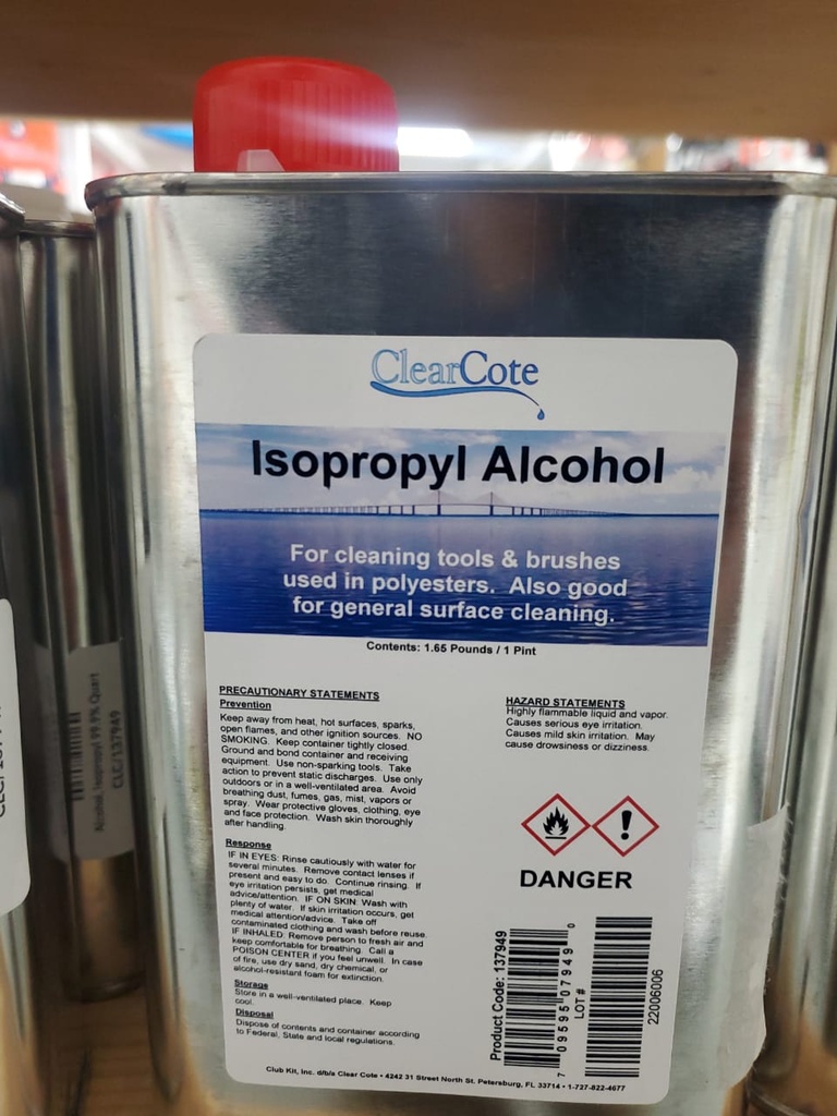 Alcohol, Isopropyl 99.9% Quart