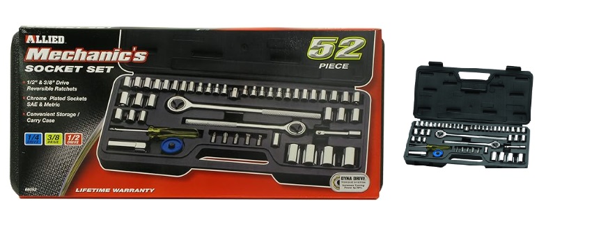 Socket Set, SAE/Metric 1/4, 1/2, 3/8" Drive 52 Pc