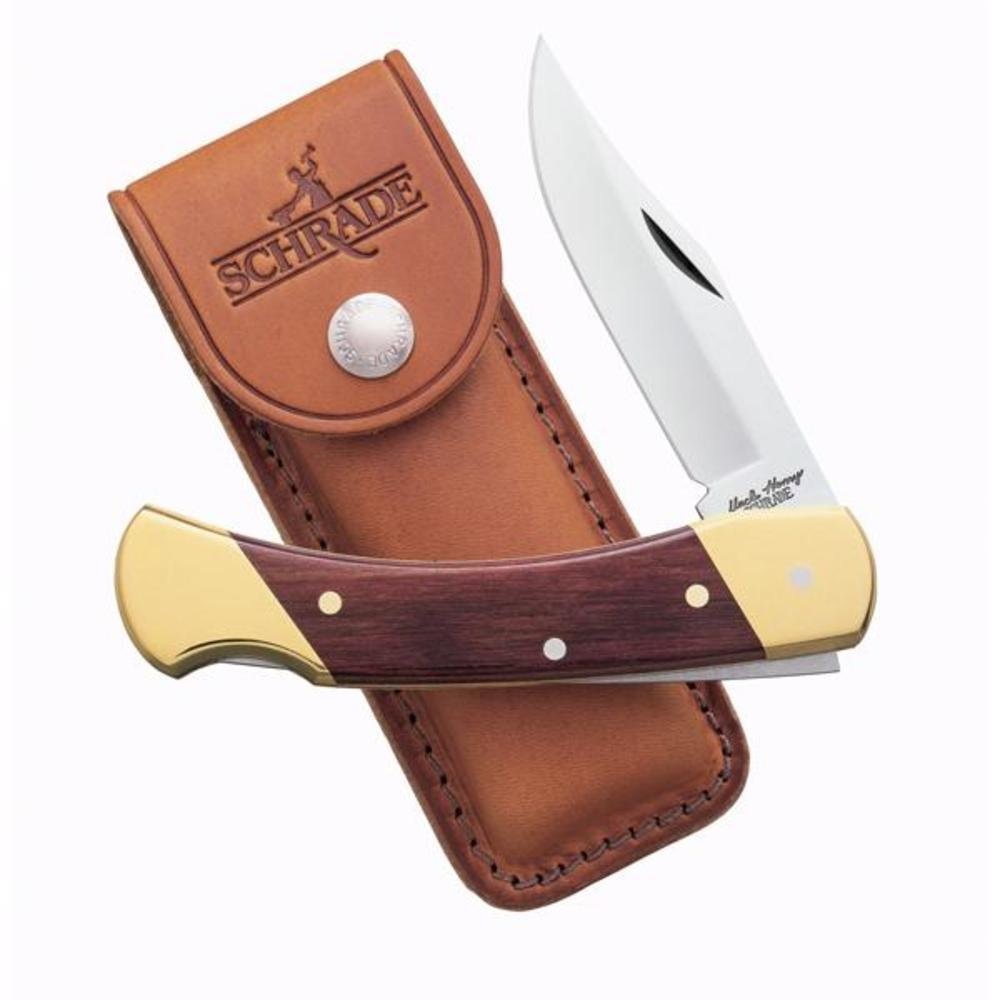 Knife, Bear Paw Folding 3.7" Clip Point Blade with Leather Sheath