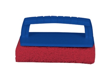 Scrub Pad, with Handle Medium Red