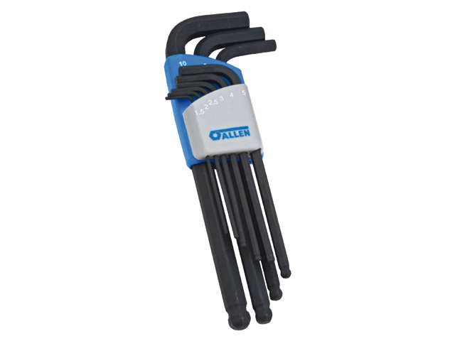 Hex Key Set, Ball-End Long-Arm Metric 9 Piece