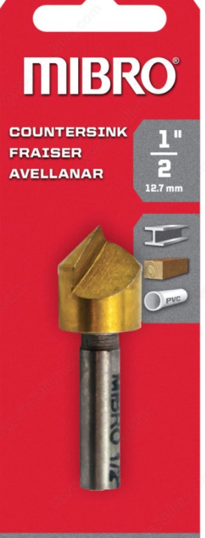 Drill Bit, Countersunk Titanium Nitride 1/2" Card