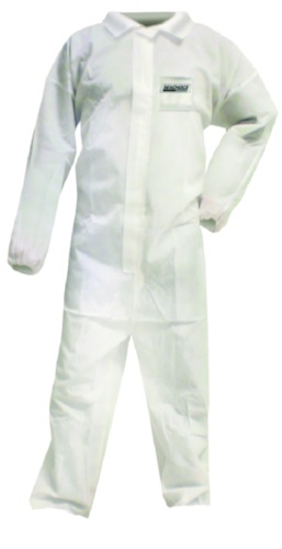 Coverall, Microporous Disposable with Collar White Large