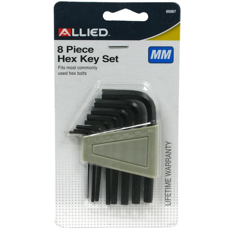 Hex Key Set, Metric with Plastic Holder 8 Pc