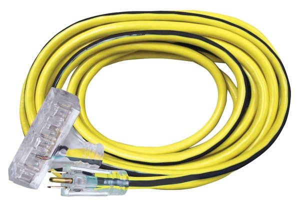 Extension Cord, 15A 125V 3Str12ga Length:50' Yellow