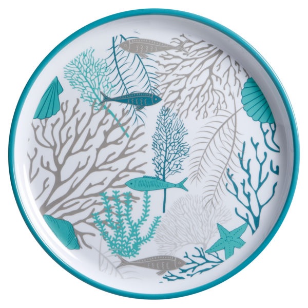 Plate, Dinner Non-Slip Melamine Coastal Each