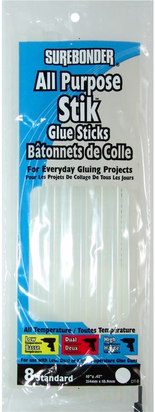 Glue Stick, All Purpose 10" ⌀:7/16" 8Pk