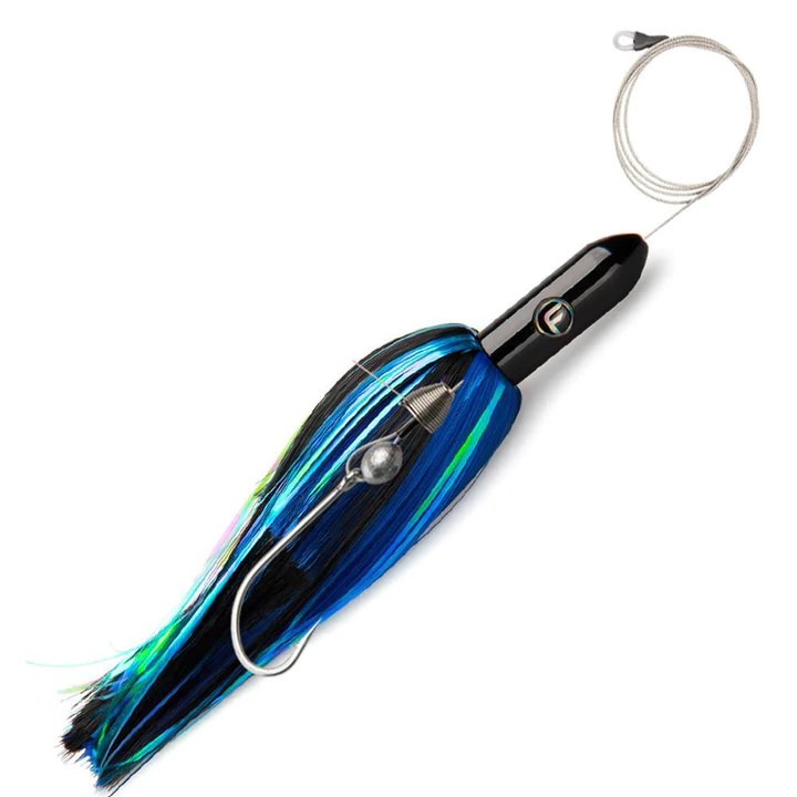 Lure Skirt, Torpedo Jimmy Rigged 12" 6oz Black/Blue