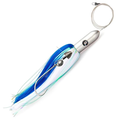 Lure Skirt, Torpedo Jimmy Rigged 12" 6oz Blue/White