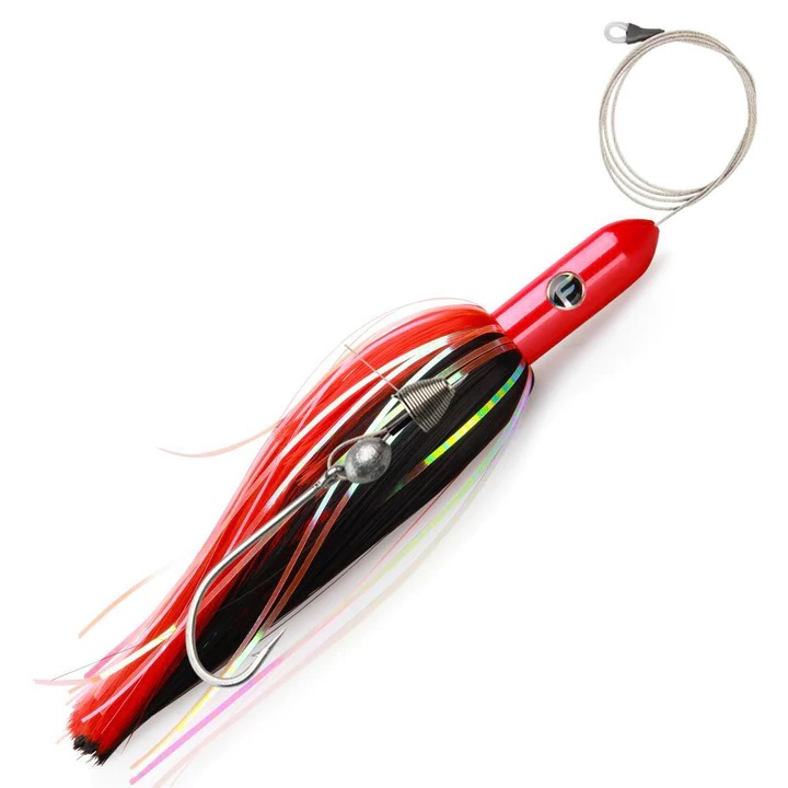 Lure Skirt, Torpedo Jimmy Rigged 12" 6oz Red/Black