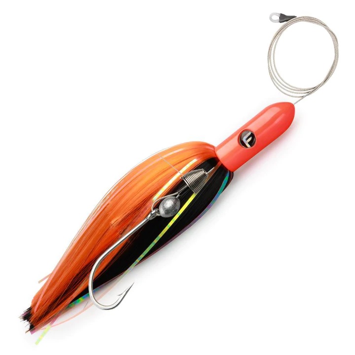 Lure Skirt, Torpedo Jimmy Rigged 12" 6oz Orange/Black