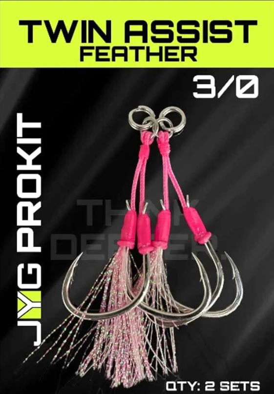 Hook, Twin Assist Feather Pink 3/0 2Pk