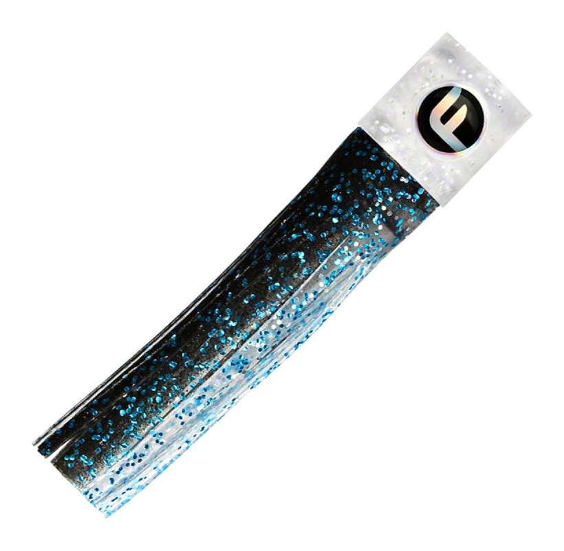 Lure, Mini Soft Flat 4" Glitter Head Black Clear/Blue Fleck