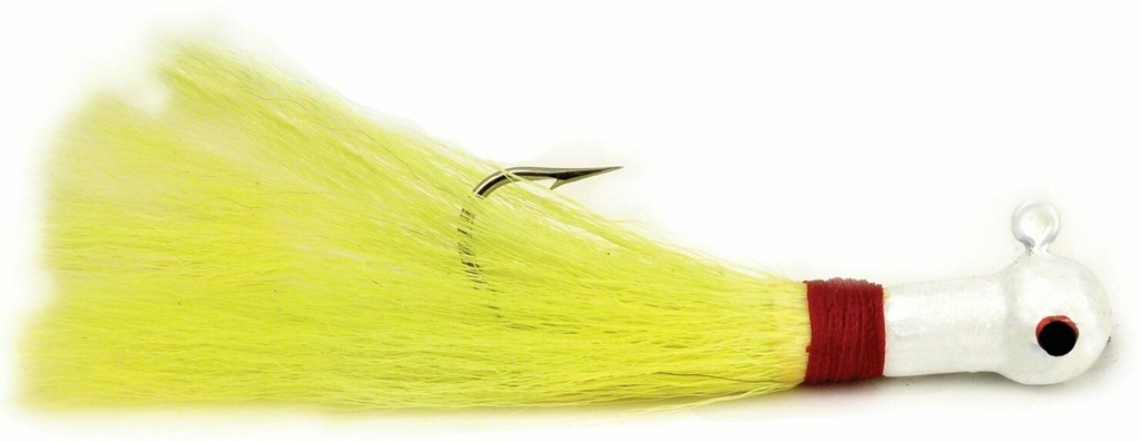 Jig, Popeye Bucktail 3/8oz 3/0 Hook White/Chartreuse 2Pk