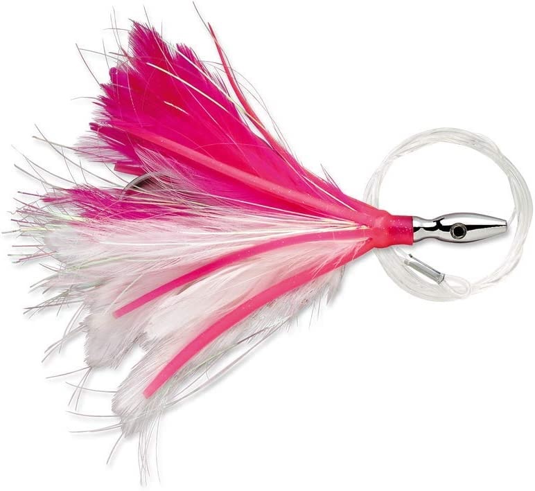 Lure, Flash Feather Rigged Trolling 3" Pink/White