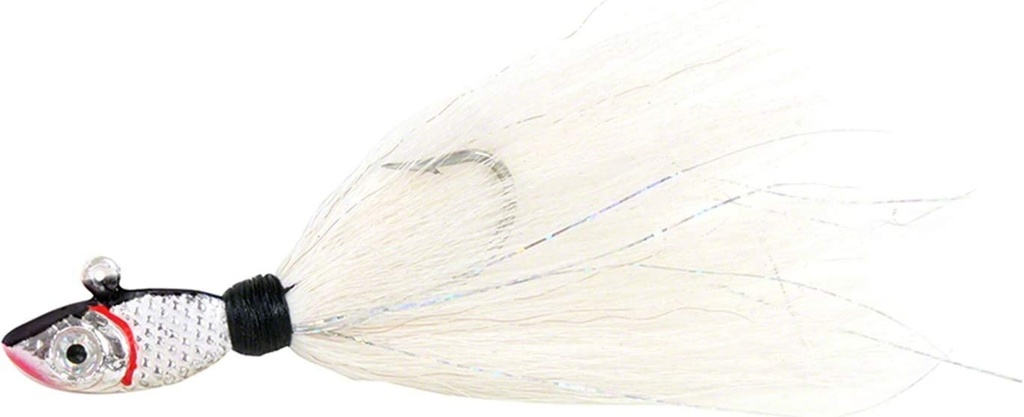 Jig, Bucktail with Rattle and Grub Keeper 2oz Sz:9/0 White