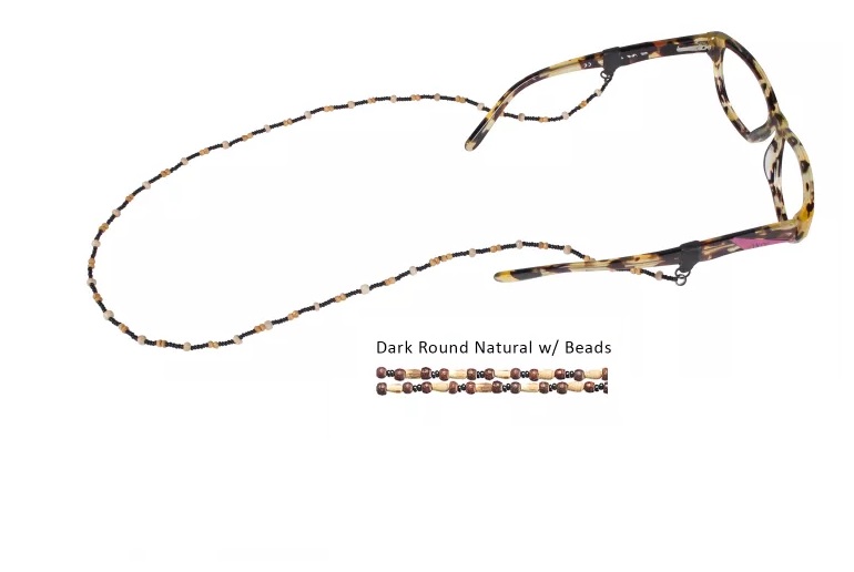 Glasses Strap, Woodland Cords Spec End Dark Round with Beads