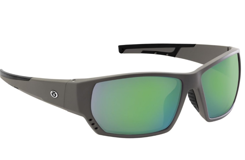 Sunglasses, Drop Back Frame: Matte Grey Lens: Amber Green Mirror