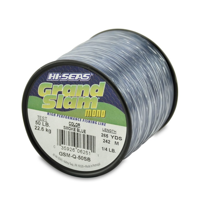 Monofilament, Grand Slam 50lb Test 1/4lb Spool 265yds Smoke Blue