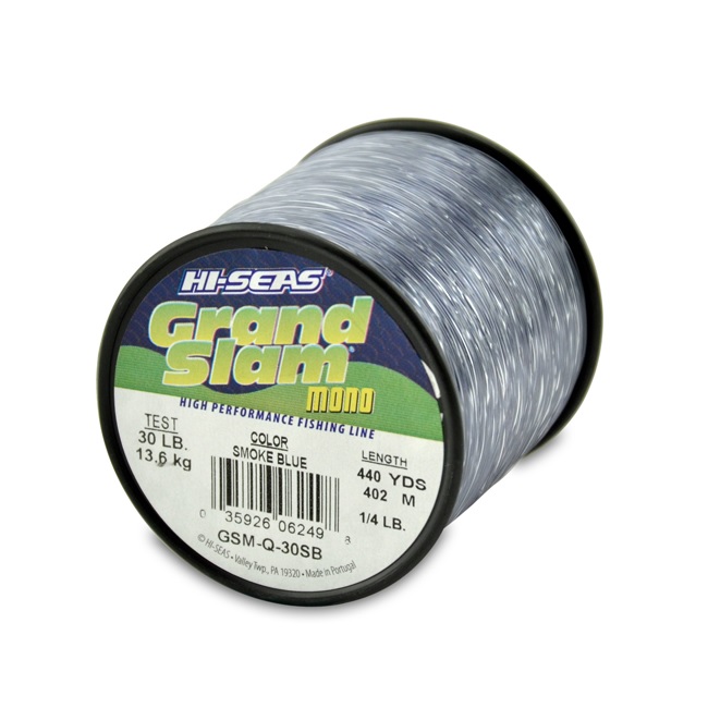 Monofilament, Grand Slam 30lb Test 1/4lb Spool 440yds Smoke Blue