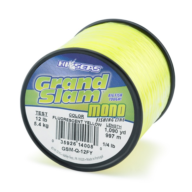 Monofilament, Grand Slam 12lb Test 1/4lb Spool 1090yds Fluorescent Yellow