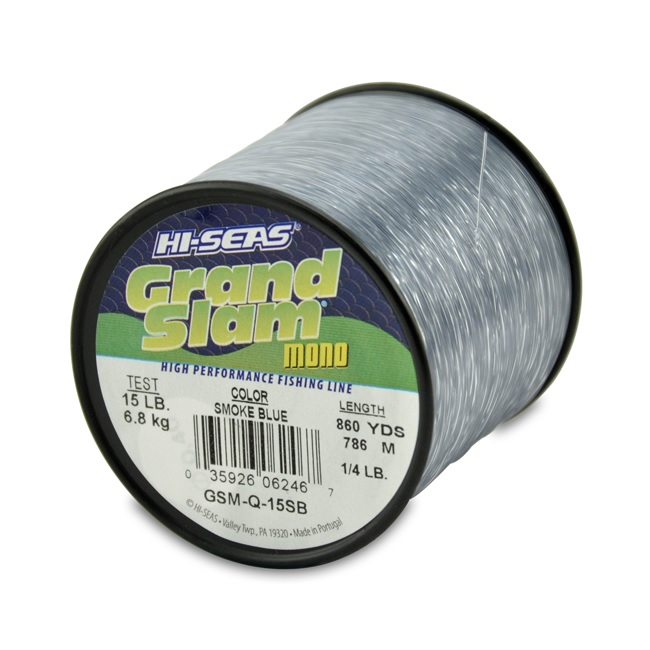 Monofilament, Grand Slam 15lb Test 1/4lb Spool 860yds Smoke Blue