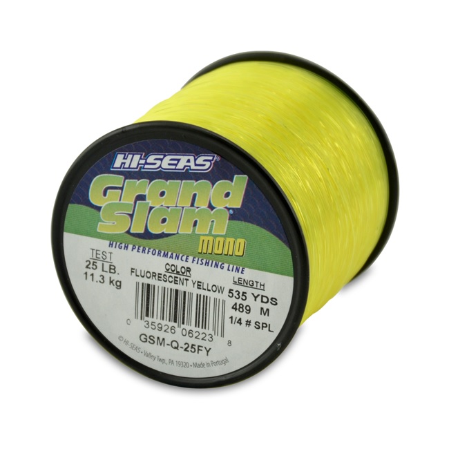 Monofilament, Grand Slam 25lb Test 1/4lb Spool 535yds Fluorescent Yellow