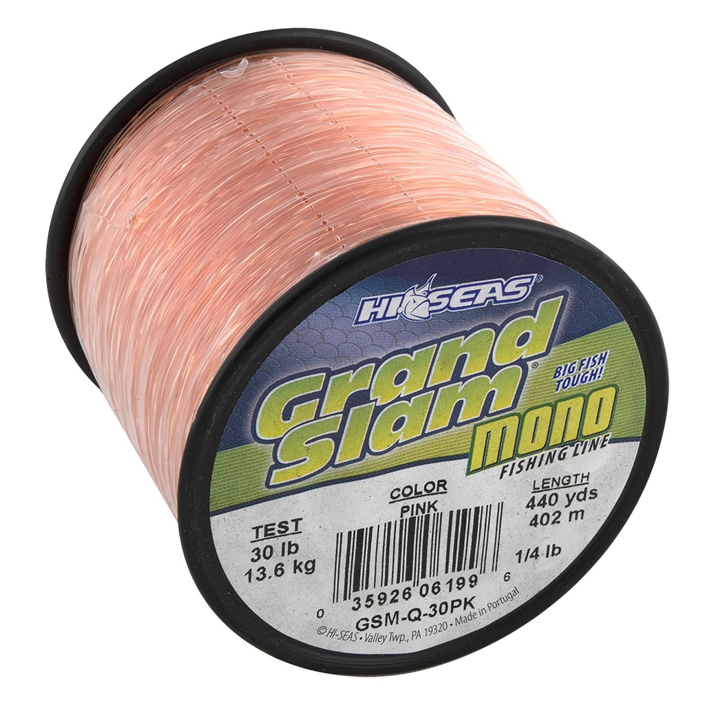 Monofilament, Grand Slam 30lb Test 1/4lb Spool 440yds Pink