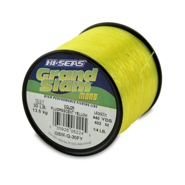 Monofilament, Grand Slam 30lb Test 1/4lb Spool 440yds Fluorescent Yellow