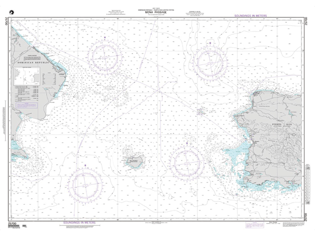 Chart, Dominican Rep. East/ Mona Passage, 36 x 48"