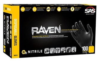 Gloves, Nitrile Raven Large Black 6MIL 100 Box