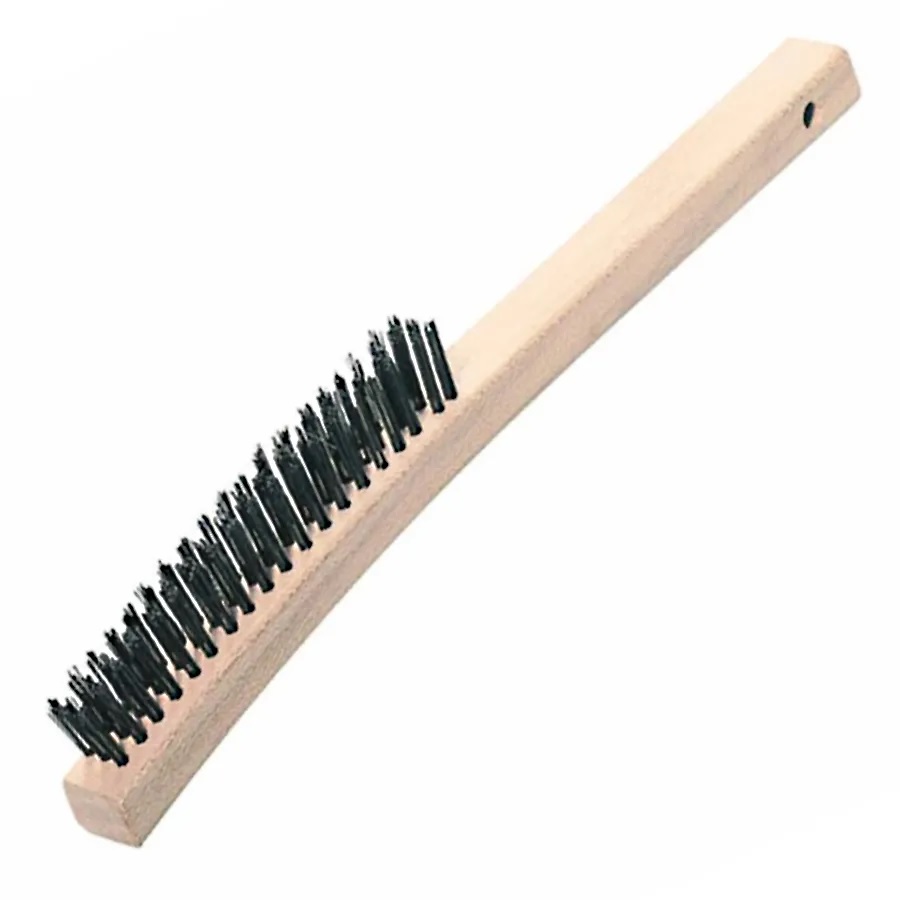 Wire Brush, Tempered Steel with Curved Handle 13-3/4"