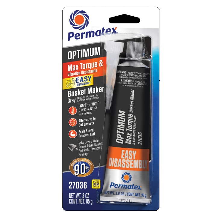 Gasket Maker, Optimum Grey RTV Silicone Max Torque High Temp 3.35oz Tube