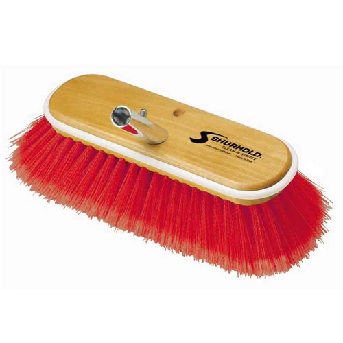 Deck Brush, 10" Large Combo Soft/Medium Red Bristles with Shur-Lok Male