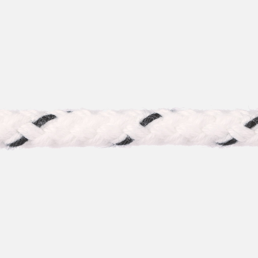 8 Plait Rope, Pre-Stretched Polyester 8mm White per Foot