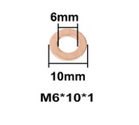 Washer, Copper M6 10 x 1mm 5Pcs