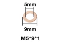 Washer, Copper M5 9 x 1mm 5Pcs