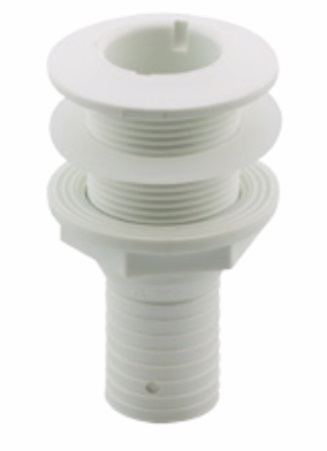 Thru-Hull, with Hose Barb & Washer Thread:3/4" Length:19mm White