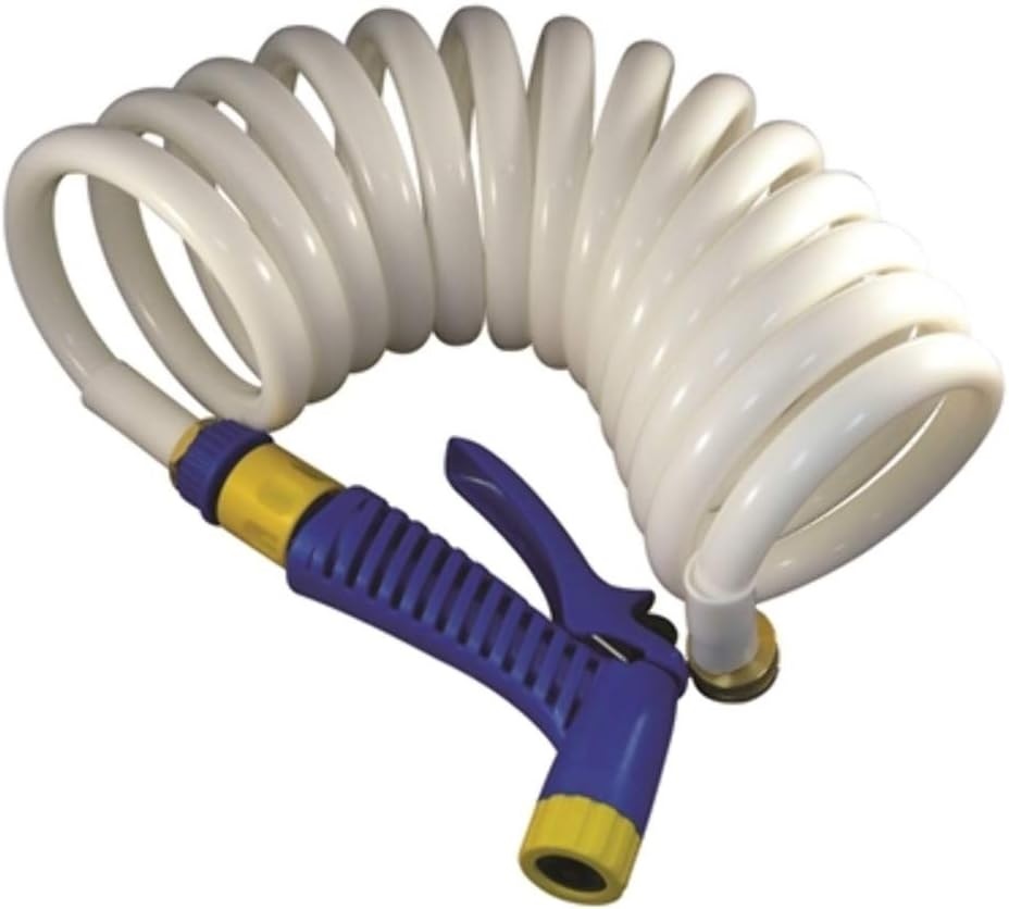 Washdown Hose, Coiled 1/2" Length:15' with Nozzle