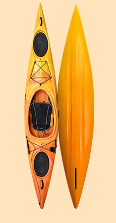 Kayak, Single Day Touring/Enduro 13.7' without Paddle Yellow/Red
