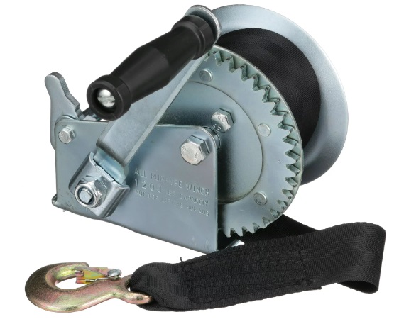 Winch, Manual Single-Speed 1200Lb Strap:2" x 25'