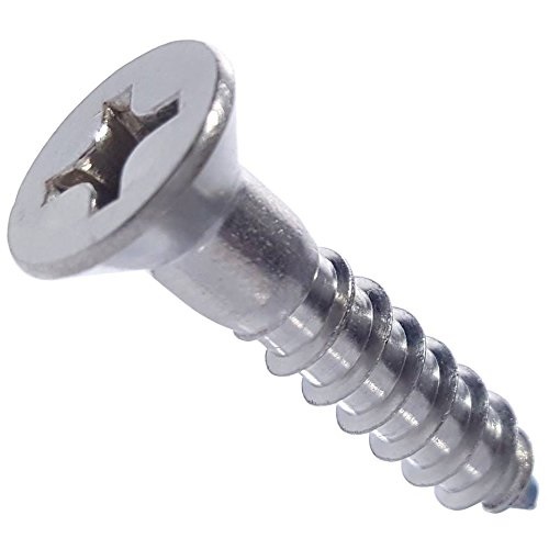 Wood Screw, Stainless Steel #12 x 3" Flat Phillip Head