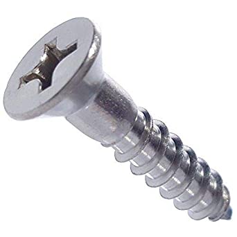 Wood Screw, Stainless Steel #6 x 1-1/2" Flat Phillip Head