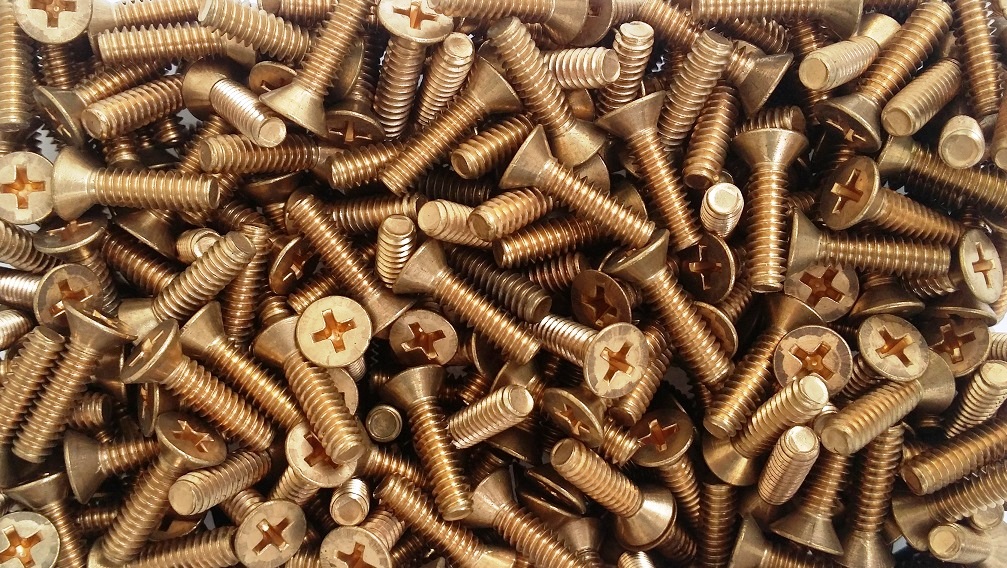 Machine Screw, Silicone Bronze Flat-Head 3/8 x 2"