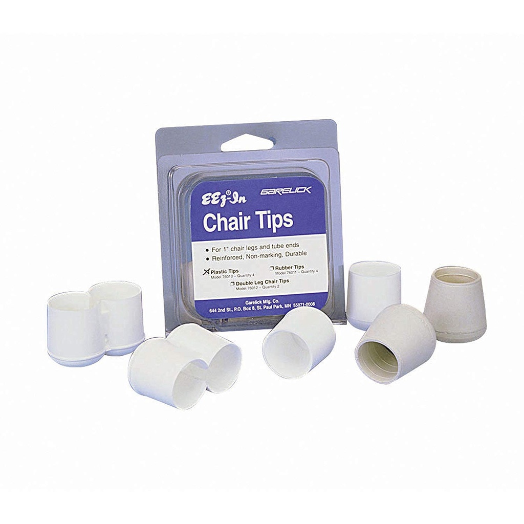 Chair Tip, iØ:1" White Rubber for Single-Tube 4 Pack