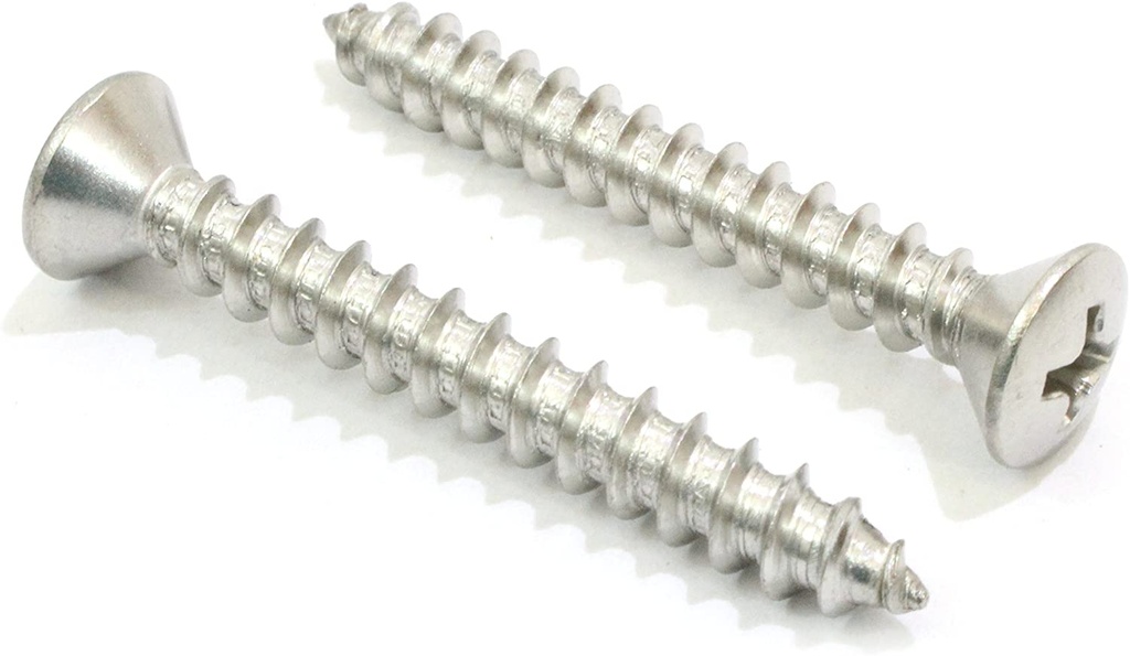 Self Tapping Screw, Stainless Steel #14 x 1" Oval Phillip Head