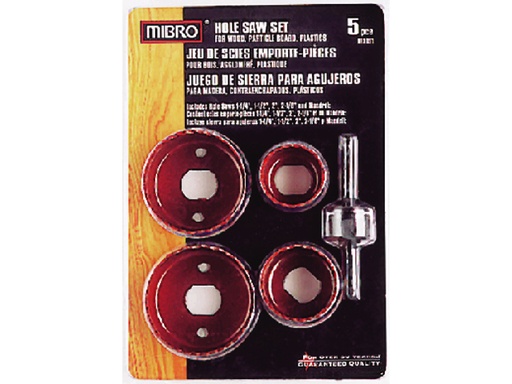 [MIB/988091] Hole Saw Set, Arbor & 4Saws for Wood